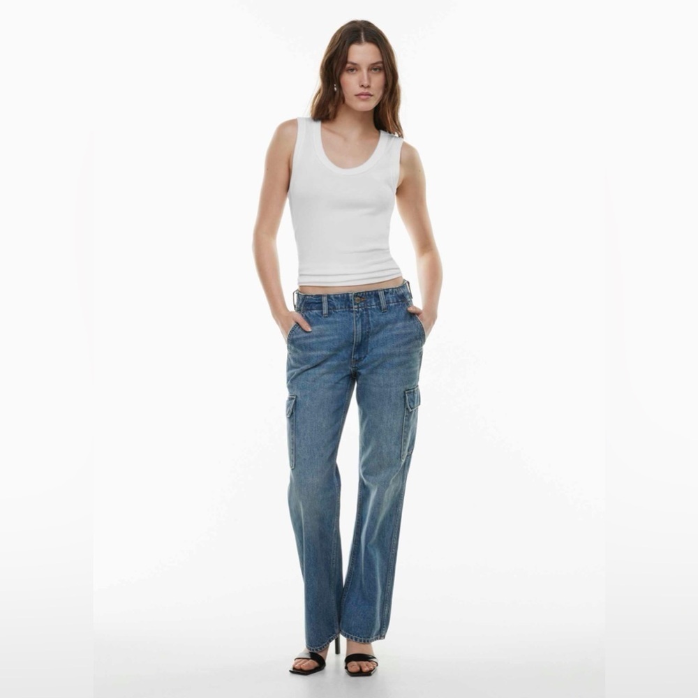 Aritzia Denim Forum The 90s Edie Lo-Rise Cargo Jeans Size 30 100% Cotton